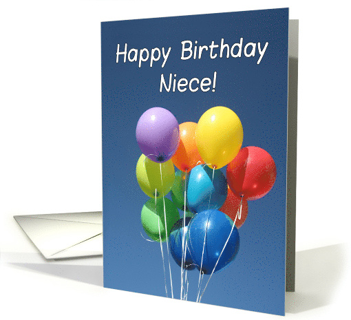 Birthday for Niece, Colored Balloons in Blue Sky card (805642)