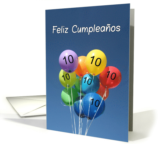 10th Spanish Birthday, Feliz Cumpleaos, Colored Balloons... (809663)