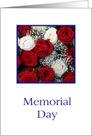 Memorial Day White and red rose bouquet card