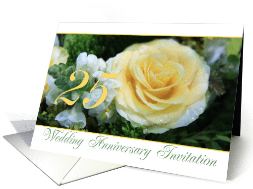 25th Wedding Anniversary Invitation - Yellow Rose card (839972)