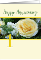 1st Wedding Anniversary Big Yellow Rose card