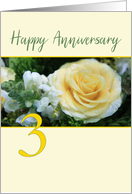 3rd Wedding Anniversary Big Yellow Rose card