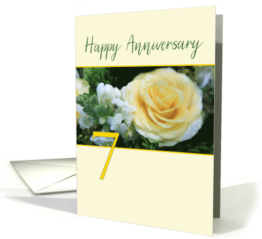 7th Wedding Anniversary Yellow Rose card (840031)