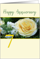 7th Wedding Anniversary Yellow Rose card