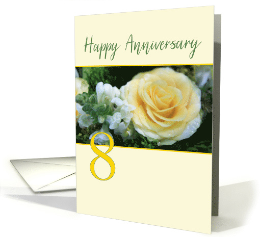 8th Wedding Anniversary Yellow Rose card (840272)