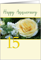 15th Wedding Anniversary Yellow Rose card