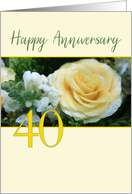 40th Wedding Anniversary - Yellow Rose card