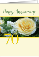 70th Wedding Anniversary Yellow Rose card
