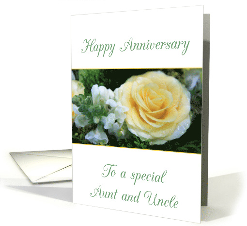 Aunt & Uncle Happy Wedding Anniversary Big Yellow Rose card (840737)