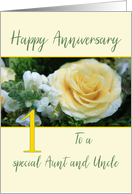Aunt & Uncle 1st Wedding Anniversary Big Yellow Rose card