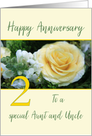 Aunt & Uncle 2nd Wedding Anniversary Big Yellow Rose card