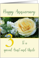 Aunt & Uncle 3rd Wedding Anniversary Big Yellow Rose card