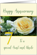 Aunt & Uncle 7th Wedding Anniversary Big Yellow Rose card