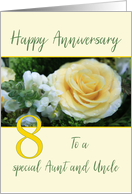 Aunt & Uncle 8th Wedding Anniversary Big Yellow Rose card