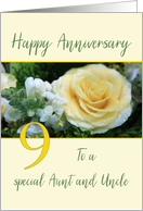 Aunt & Uncle 9th Wedding Anniversary Big Yellow Rose card