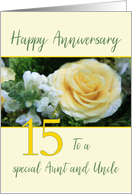 Aunt & Uncle 15th Wedding Anniversary Big Yellow Rose card