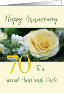 Aunt & Uncle 70th Wedding Anniversary Yellow Rose card