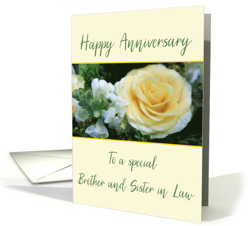 Brother and Sister in Law Wedding Anniversary Yellow Rose card