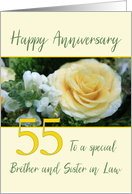 Brother and Sister in Law 55th Wedding Anniversary Yellow Rose card