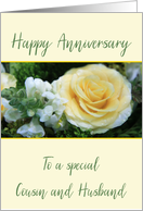 Cousin and Husband Wedding Anniversary Yellow Rose card