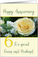 6th Wedding Anniversary card for Cousin and husband Yellow Rose card