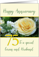 Cousin and Husband 75th Wedding Anniversary Yellow Rose card