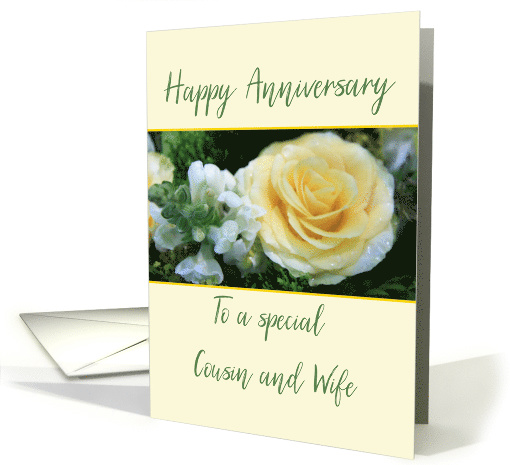 Cousin and Wife Wedding Anniversary Yellow Rose card (842014)