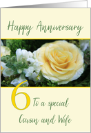 Cousin and Wife 6th Wedding Anniversary Yellow Rose card