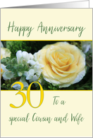 Cousin & Wife 30th Wedding Anniversary Yellow Rose card