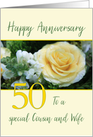 Cousin & Wife 50th Wedding Anniversary Yellow Rose card