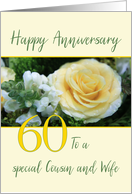 Cousin & Wife 60th Wedding Anniversary Yellow Rose card