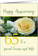 Cousin & Wife 65th Wedding Anniversary Yellow Rose card