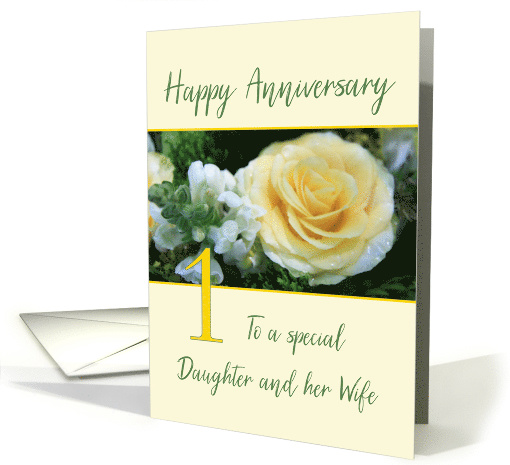 Daughter & Wife 1st Wedding Anniversary Yellow Rose. card (842515)