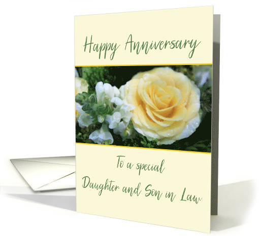 Daughter and Son in Law Wedding Anniversary Yellow Rose card (842565)