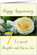 Daughter and Son in Law 7th Wedding Anniversary Yellow Rose card