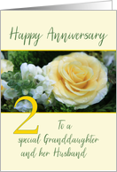 Granddaughter & Husband 2nd Wedding Anniversary Yellow Rose card