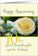 Granddaughter & Husband 10th Wedding Anniversary Yellow Rose card