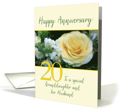 Granddaughter & Husband 20th Wedding Anniversary Yellow Rose card
