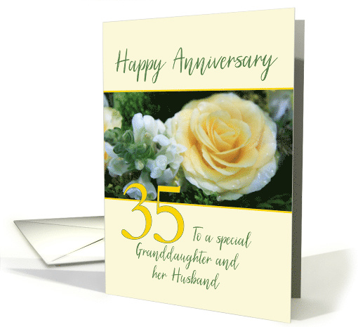 Granddaughter & Husband 35th Wedding Anniversary Yellow Rose card