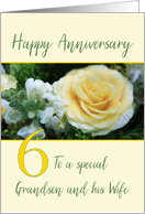 Grandson and Wife 6th Wedding Anniversary Yellow Rose card