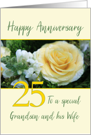 Grandson and Wife 25th Wedding Anniversary Yellow Rose card