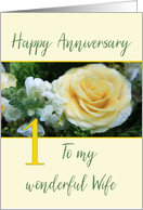 Wife 1st Wedding Anniversary Yellow Rose card