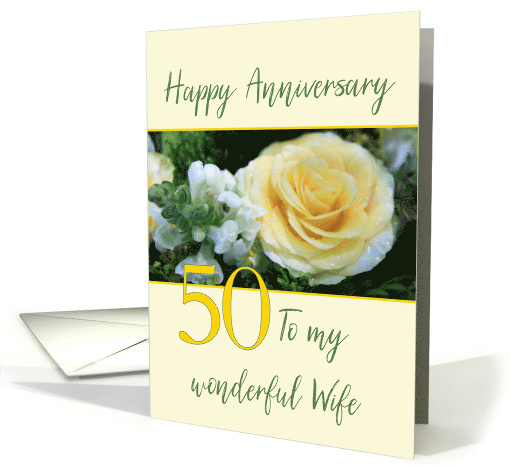 Wife 50th Wedding Anniversary Yellow Rose card (845259)