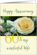 Wife 60th Wedding Anniversary Yellow Rose card
