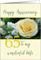 Wife 65th Wedding Anniversary Yellow Rose card