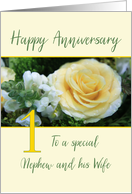 Nephew and Wife 1st Wedding Anniversary Yellow Rose card