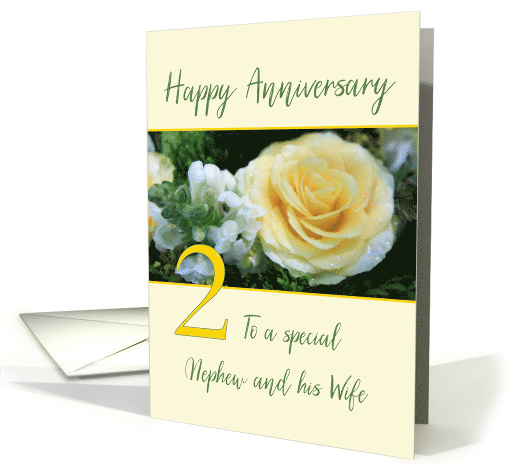 Nephew and Wife 2nd Wedding Anniversary Yellow Rose card (845421)