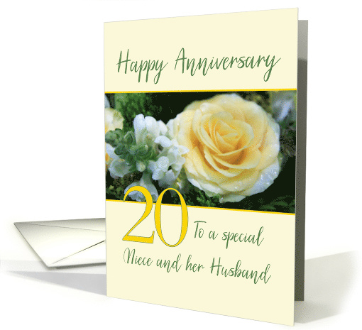 Niece and Husband 20th Wedding Anniversary Yellow Rose card (847150)