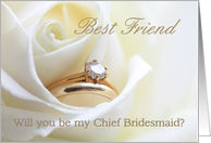 Best Friend Be my Chief Bridesmaid Request Bridal set in White Rose card