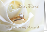 Best Friend Be My Hostess Bridal Set in White Rose card